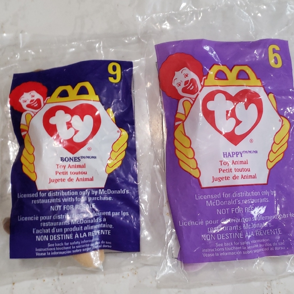 1998 Ty Beanie Babies Bones And Happy